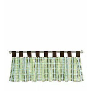 1 Trend Lab NOS Discontinued Plaid Valance Curtain Nursery Green Blue Brown Boys